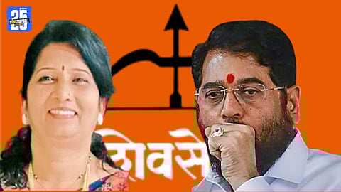 Varsha Kudalakar addressing the media after resigning from her Shiv Sena post in Kudal.