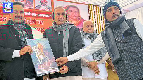Haryana Assembly Speaker Harvinder Kalyan during the tribute ceremony at Panipat.
