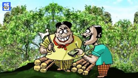 Sandalwood tree stumps seen inside the Kupwad Forest Department premises after the reported theft.