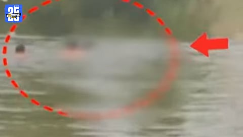 Police constable from Laxmipuri Police Station rescues a woman from Panchganga river