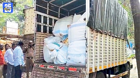 A tempo loaded with sarees seized by the flying squad in Vashi