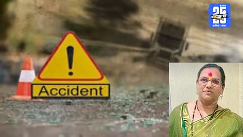 The spot in Karad where a woman lost her life after being run over by a truck following a two-wheeler collision.