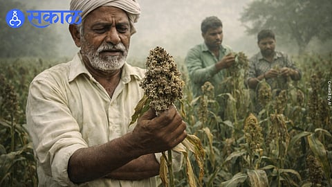 Aphid and fungal disease affecting jowar crop in Kavthemahankal farms.