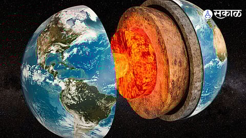 two massive continent-sized hot rock blobs (Large Low Velocity Provinces) hidden deep beneath Africa and the Pacific Ocean, influencing Earth's magnetic field at the core-mantle boundary.