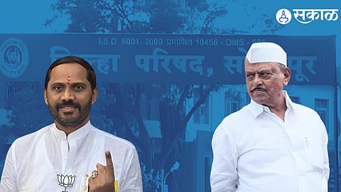 BJP candidate Indrajit Pawar celebrating his victory after defeating former Solapur Zilla Parishad president Baliram Sathe by a margin of 4,961 votes in the BB-Darphal (Mardi) group election.