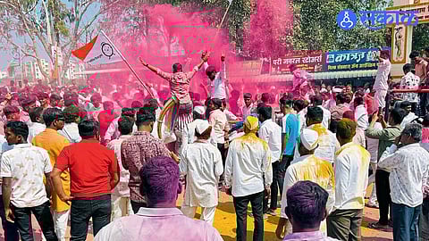 ncp party celebration zp election result