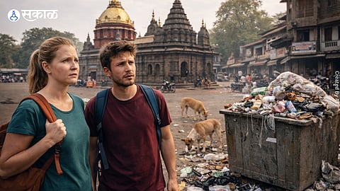 Foreign tourists visiting heritage sites