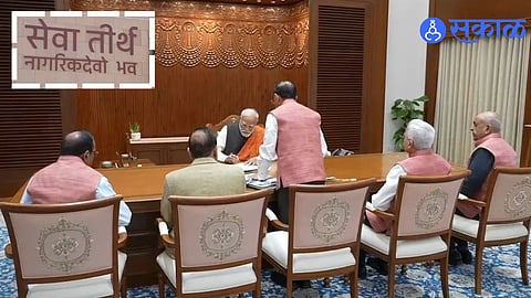 Prime Minister Narendra Modi working from the newly designated Seva Teerth office following the official PMO address change announcement.