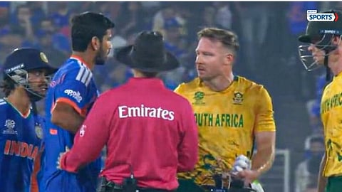 Washington Sundar and David Miller exchange words during a tense IND vs SA encounter