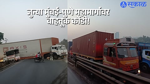 Traffic Chaos Near Panvel as Container Blocks Old Mumbai-Pune Highway