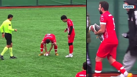 Turkish footballer performs CPR on an injured seagull during a match