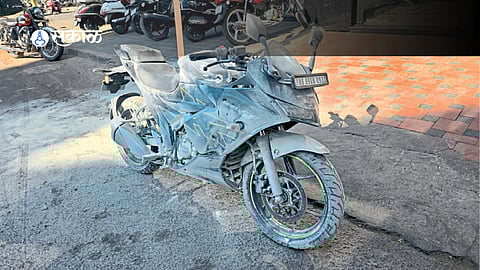 A sports bike engulfed