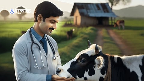 A dairy farmer waits for veterinary assistance