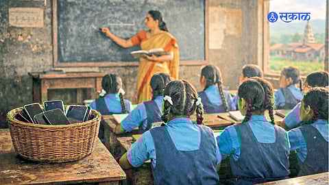 Teachers submit their mobile phones