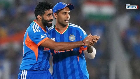 Indian players react after dropping a catch during the T20 World Cup 2026 match.