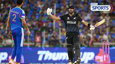 Arshdeep Singh throws ball at Daryl Mitchell 