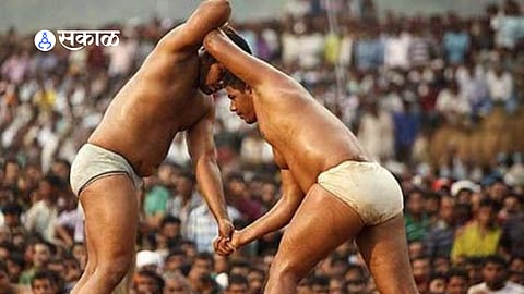 Wrestlers compete fiercely