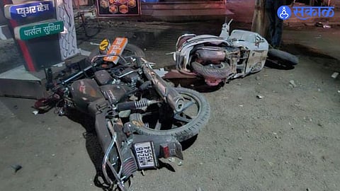 Aftermath of accident where speeding pickup hit roadside crowd, leaving injuries and vehicle damage.