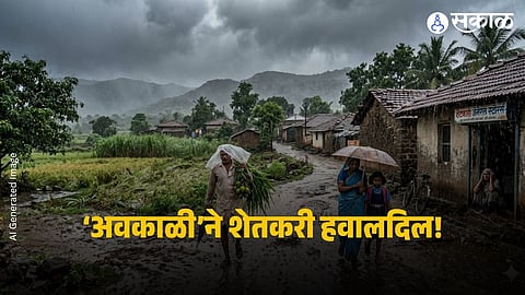 Dark clouds with lightning over Maharashtra as weather shifts between intense heat and sudden thunderstorms across regions.