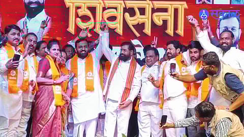 Eknath Shinde announcing development plans for Pandharpur and welcoming new leaders into Shiv Sena.