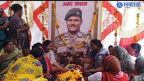Last rites of soldier Lingadev Waghmode performed with full state honours amid an emotional farewell.