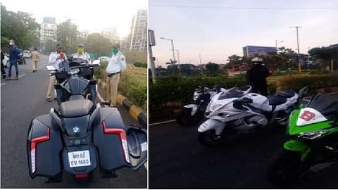 नवी मुंबई: पामबीचवर नियमांचं उल्लंघन करणाऱ्या बाईक चालकांवर पोलिसांची कारवाई