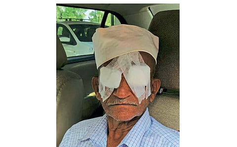 a former soldier has been injured eyes because of wrong medicine