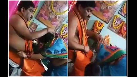 viral video of baba groping female follower