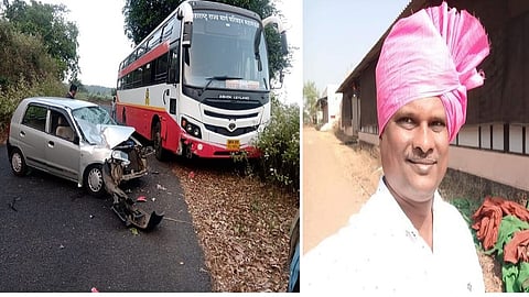 accident of four wheeler and ST one teacher dead in accident in sakharpa ratnagiri