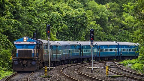 passenger two trains are running as a express train in konkan rail route in ratnagiri