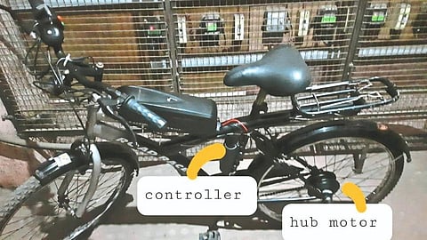 teacher form Kamshet made Electric bike made of old bicycle