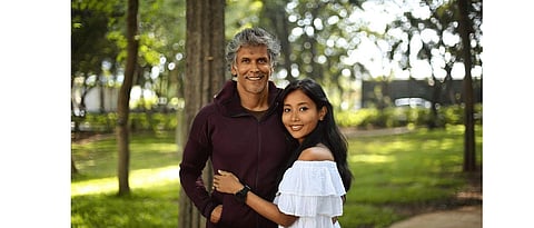 Ankita konwar help her husband milind soman in workout 