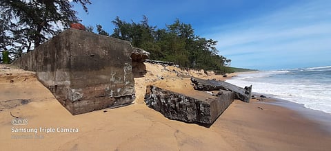 The wall was hit by the waves devgad taluka konkan sindhudurg