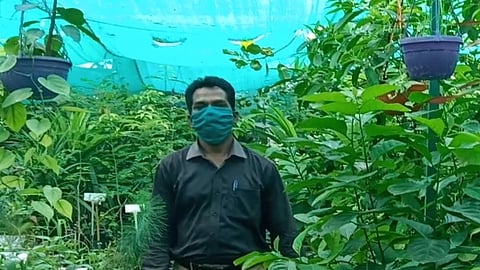 डाॅ. दत्तात्रेय सावंत त्यांच्या वनौषधी उद्यानात 