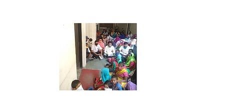 Anjivasis hit the Zilla Parishad, sitting in front of the officers' room