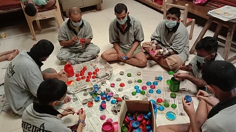 special child creativity for the diwali festival prepare a lamps on water floating in ratnagiri