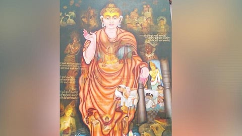 In Solapur a 14 foot canvas painting of Gautam Buddha has been made.jpg