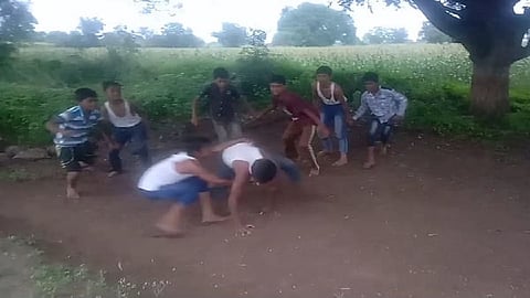 Kabaddi players creat their own play ground