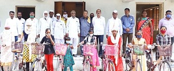 Distribution of bicycles by Agricultural Workers Union in Shrirampur taluka