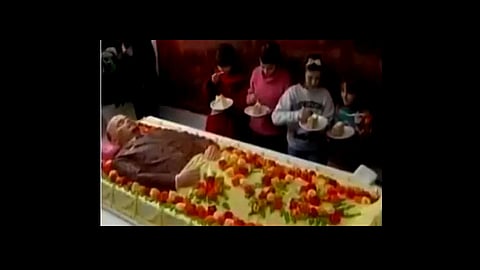 corpse cake made death anniversary served to people video viral