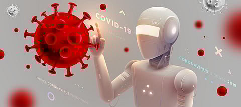 In Belgaum robot doing service to corona patient