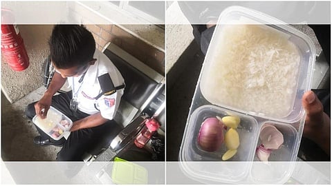 हृदयद्रावक! सुरक्षारक्षकाच्या अन्नाचं ताट पाहून तुमच्याही डोळ्यात येईल पाणी 