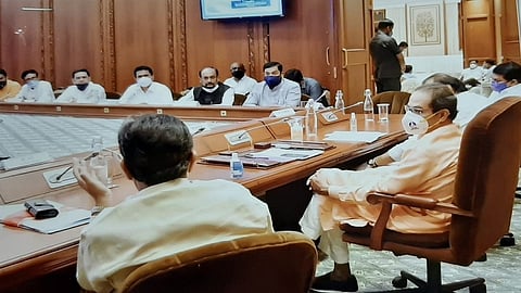 Suresh Patil and Vijay Singh Mahadik of Maratha Reservation Struggle Committee in a press conference
