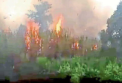 burning 3 knots sugarcane in arjunwada kolhapur marathi news