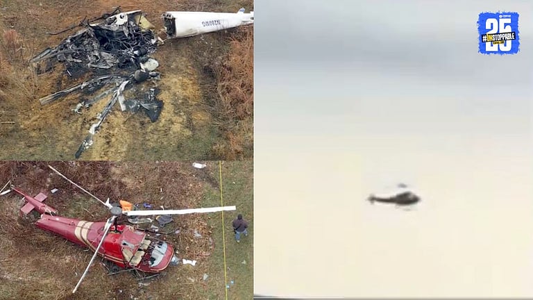 Two Helicopters Crash Mid Air In New Jersey दोन हेलिकॉप्टर्सची हवेतच ...