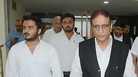 Senior Samajwadi Party leader Azam Khan with his son Abdulla Azam Khan