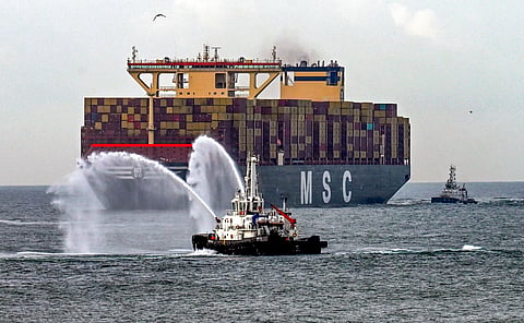 World's largest container ship MSC IRINA docks at Vizhinjam port
