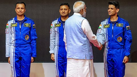 PM  Modi interacts with Group Captain Shubhanshu Shukla, who is aboard International Space Station