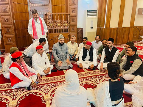 BJP accuses SP of holding political meet in mosque near Parliament, Akhilesh hits back
