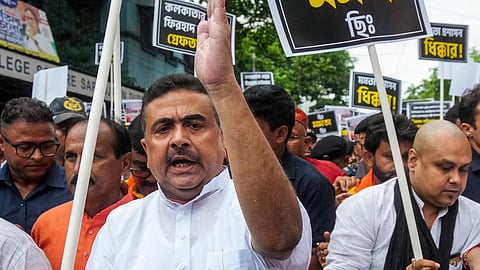 Suvendu alleges attack on car, TMC claims 'people's anger'